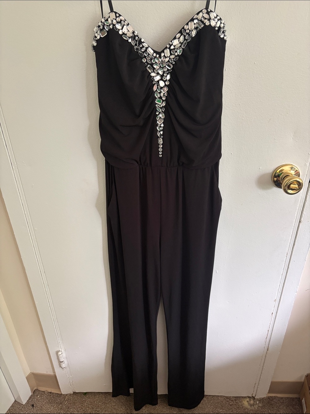 Speechless Black Embellished Strapless Jumpsuit
